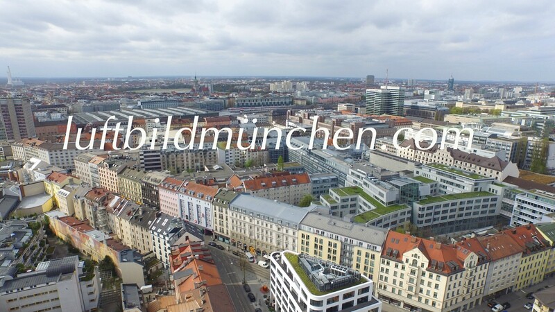 Luftbildfoto, Luftaufnahme, Luftbild, Foto mit Drohne, München, Foto von oben, Wohngebiet, Hochhaus, Neubaugebiet, Innenstadt, Dachauer Strasse, Seidlstrasse, Stiglmaierplatz, Nymphenburger Strasse,