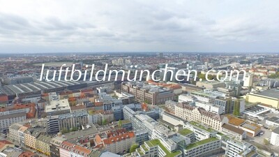 Luftbildfoto, Luftaufnahme, Luftbild, Foto mit Drohne, München, Foto von oben, Wohngebiet, Hochhaus, Neubaugebiet, Innenstadt, Dachauer Strasse, Seidlstrasse, Stiglmaierplatz, Nymphenburger Strasse,