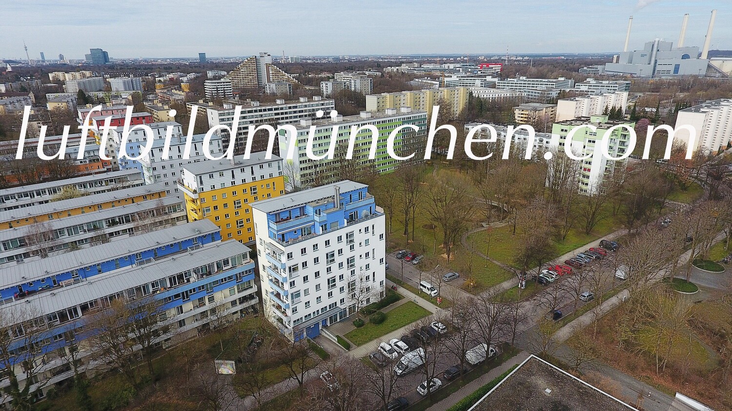 München, Bayern, Oberföhring, Hochhaus, Wohngebiet, Foto aus Drohne,