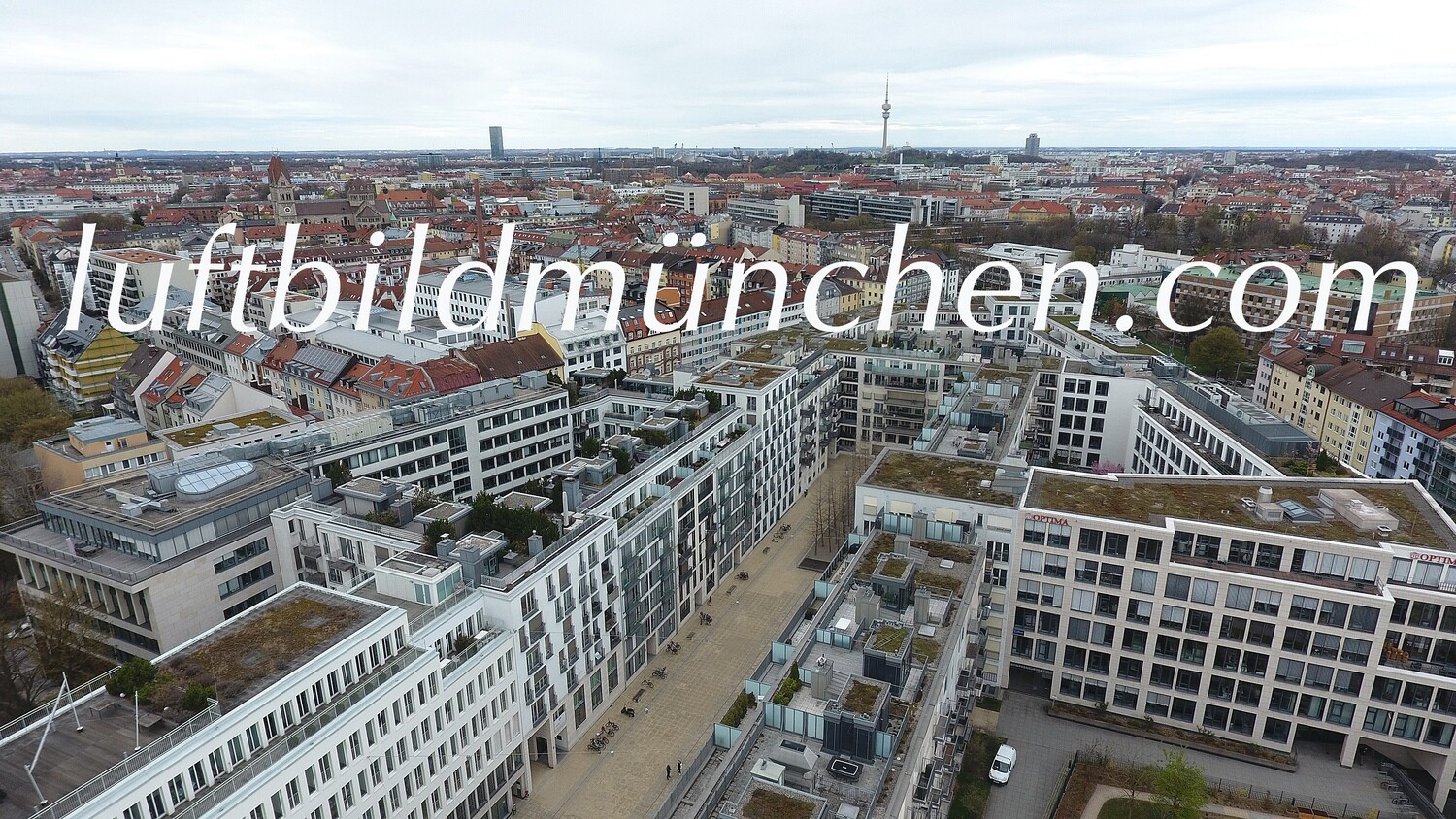 München, Bayern, Luftbild, Luftaufnahme, Foto aus Drohne, Nymphenburger Strasse, Stiglmaierplatz, Wohngebiet, Zentrum, Olympiapark, Olympiaturm,