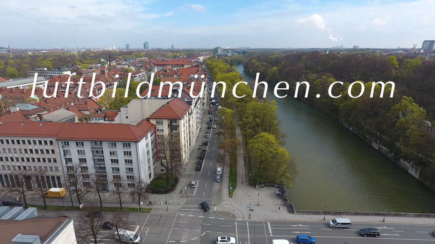 München, Bayern, Luftbild, Luftaufnahme, Foto aus Drohne, Wohngebiet, Zentrum, Altstadt, Isar, Widenmayerstrasse,
