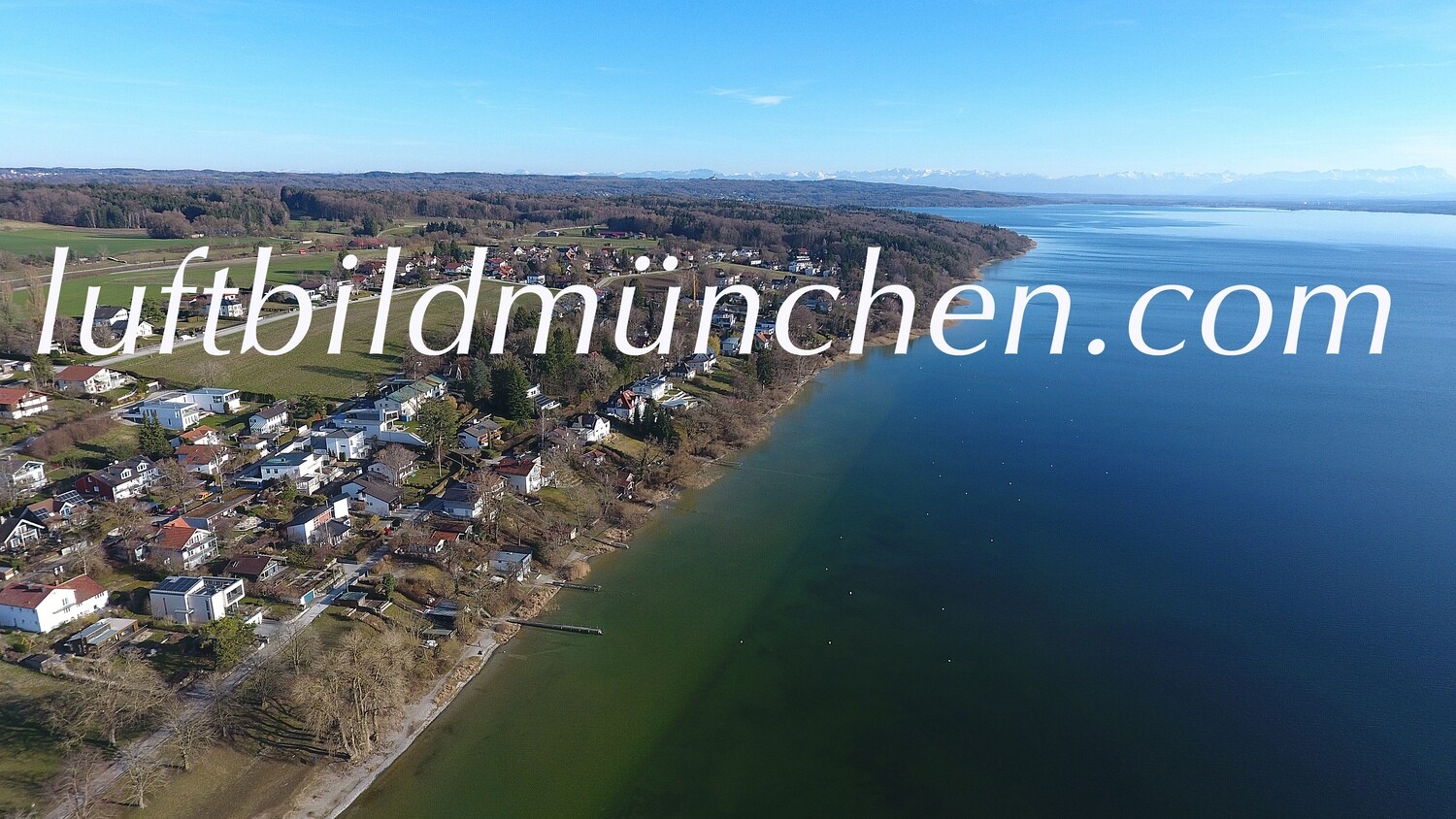 München, Bayern, Ammersee, See, Oberbayern, Alpenblick, Alpenkette, Abendstimmung, Zugspitze, Luftbild, Luftaufnahme