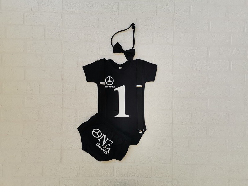 Boys Suspenders, Bloomers, bowtie and vest set