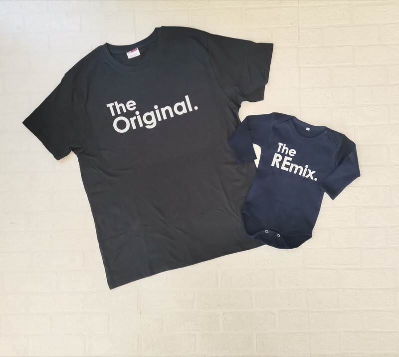 Daddy Short Sleeve Shirt and Baby vest set