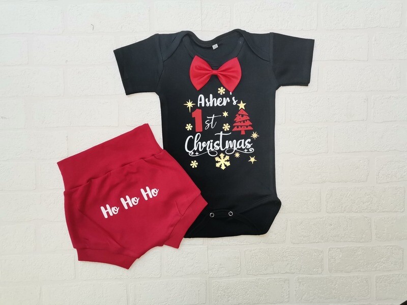 Christmas Boys Vest, shorts and bowtie set