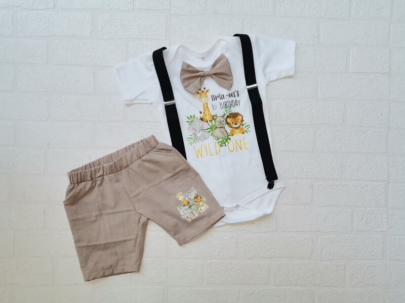 Boys Shorts, Suspenders, vest and bowtie set