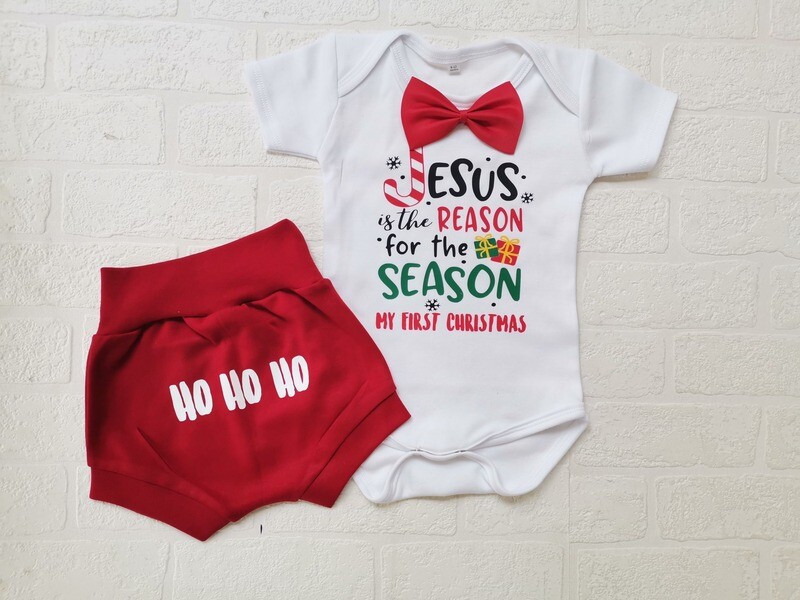 Christmas Boys Vest, shorts and bowtie set