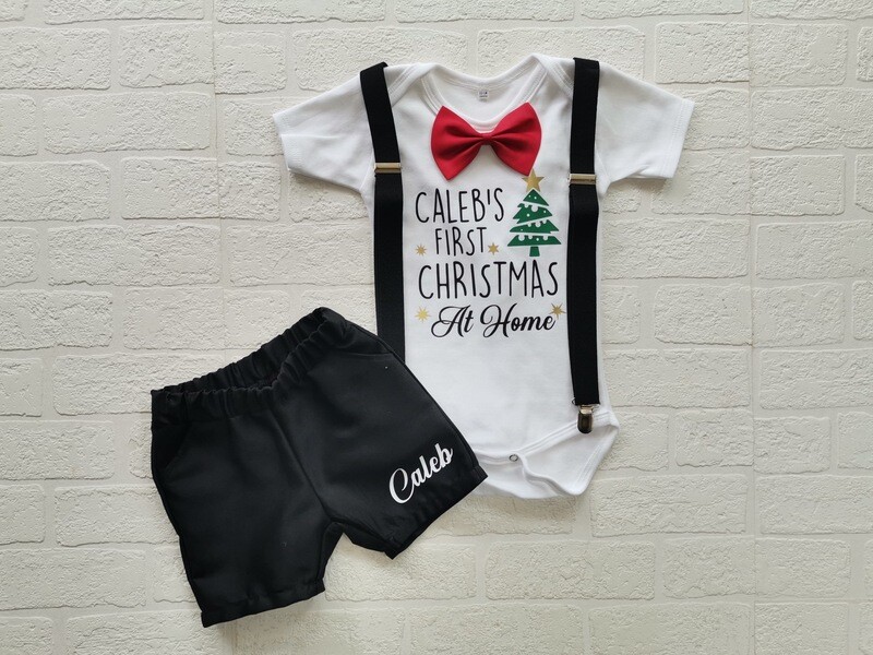 Boys Shorts, Suspenders, vest and bowtie set