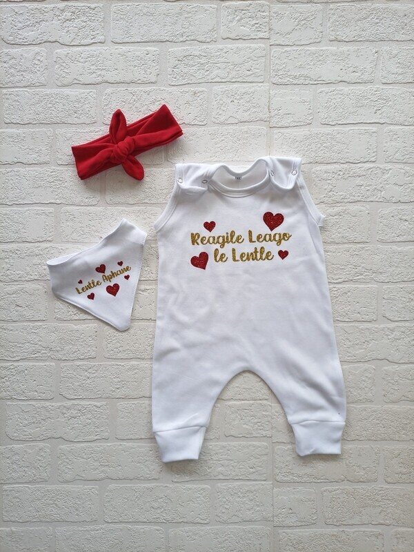 Romper, Bib and headbow set