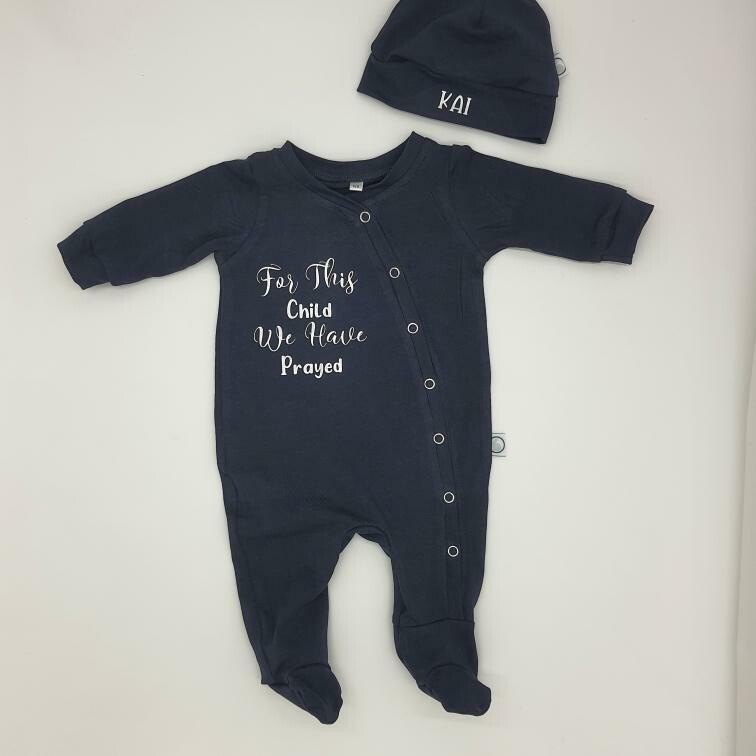 Side Button Babygrow and Hat set