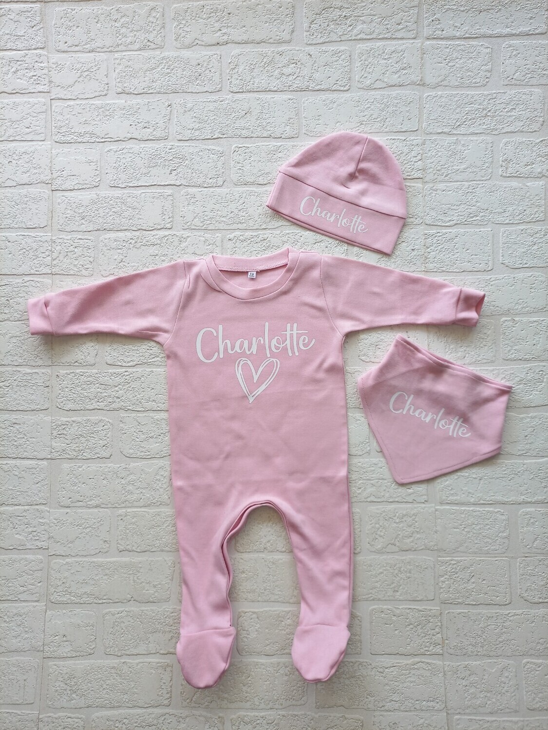 Babygrow, hat and bib set