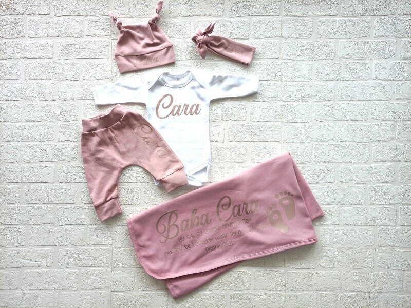 SALE Blanket, Long pants, vest, hat and headbow set