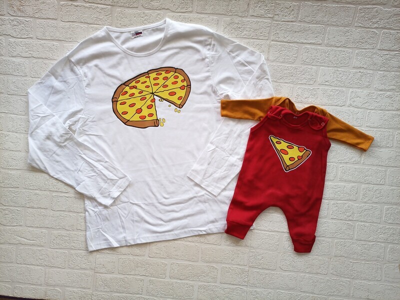 Mens Long shirt and Baby Romper and Vest set