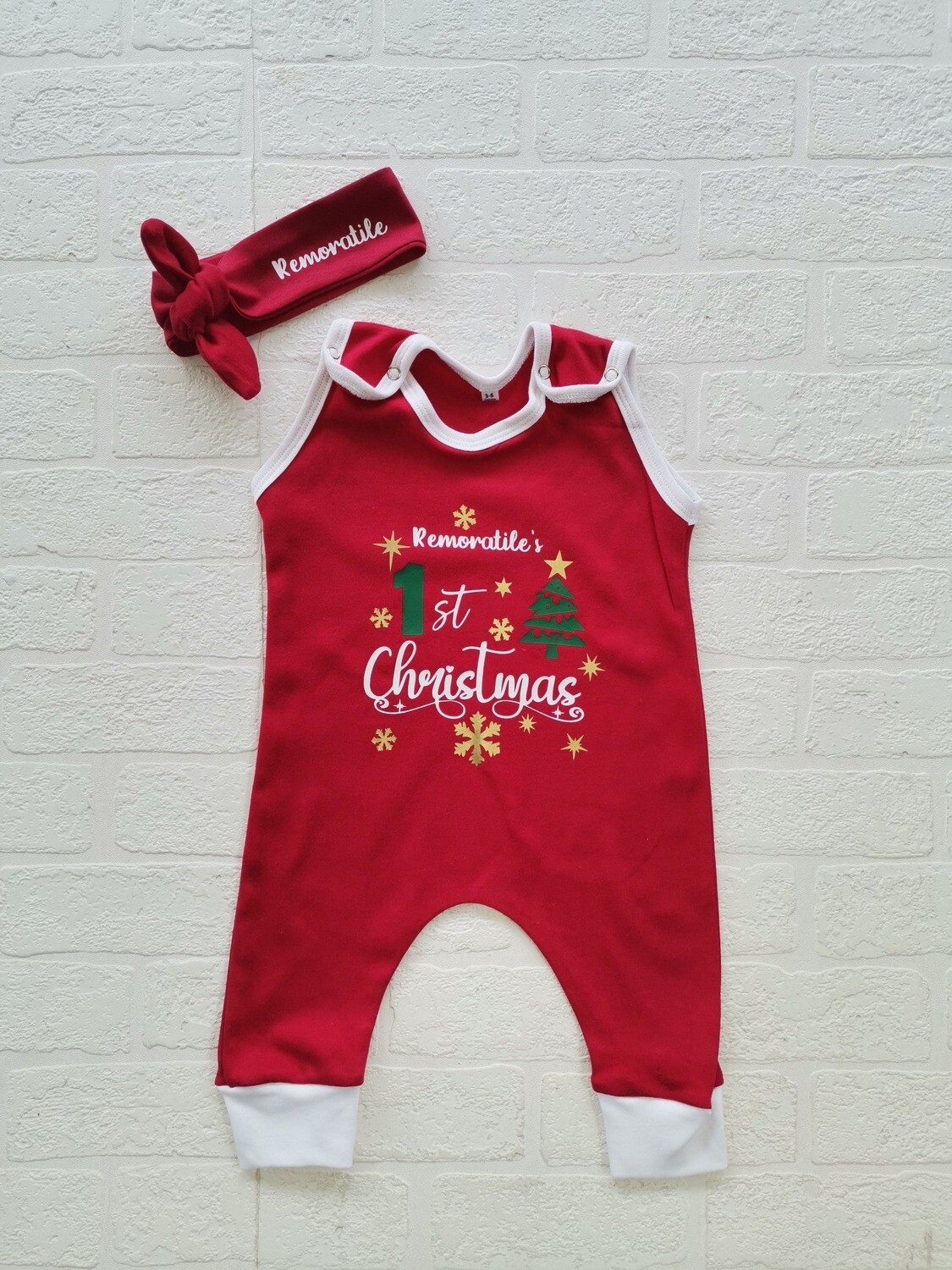 Christmas Romper and Headbow set