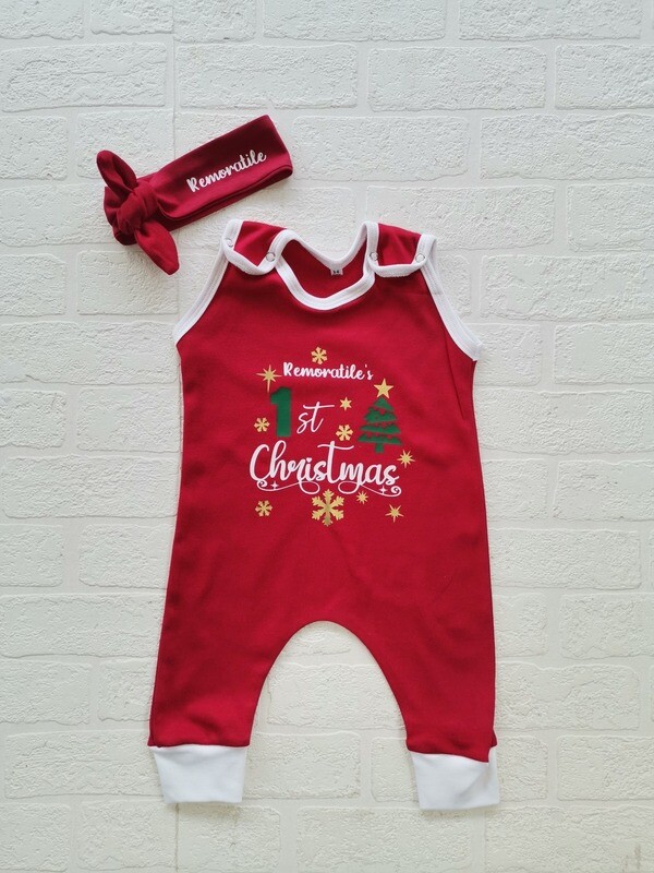 Christmas Romper and Headbow set