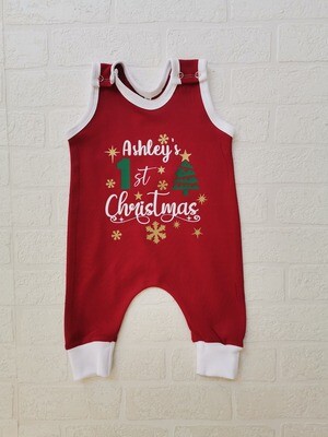 First Christmas Red and White Romper