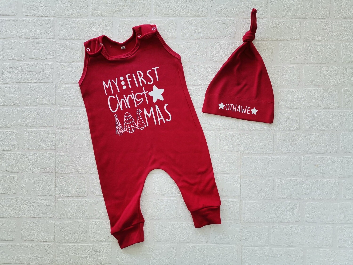 My First Christmas Romper and Hat set