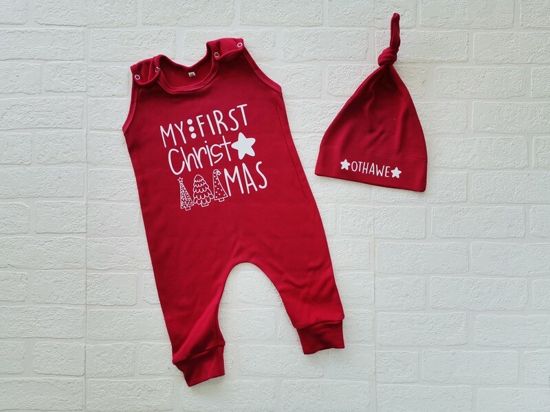 My First Christmas Romper and Hat set