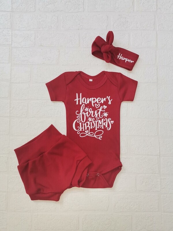 Girls Christmas Shorts, vest and headbow set