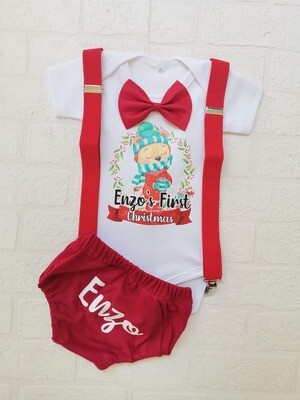 Boys Christmas Bloomers Set