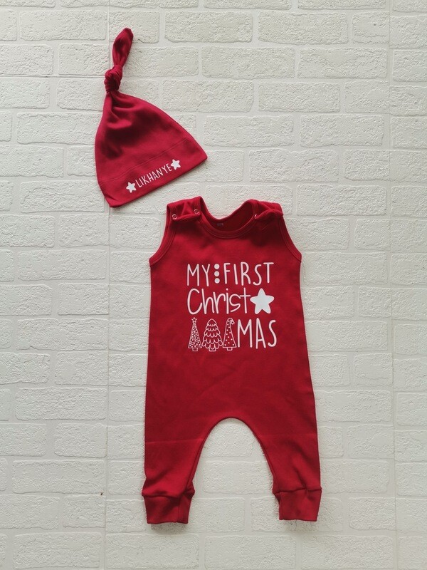 My First Christmas Romper and Hat set