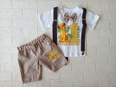 Boys Tshirt, shorts, suspenders and bowtie set