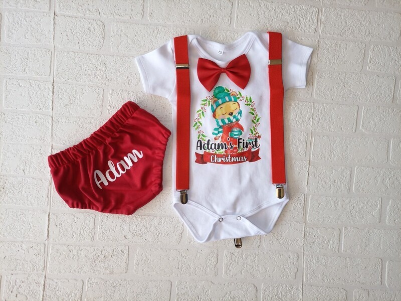 Boys Christmas Bloomers Set