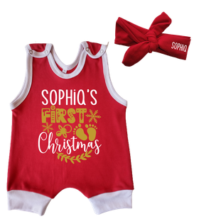 Christmas Short Romper and Headbow set