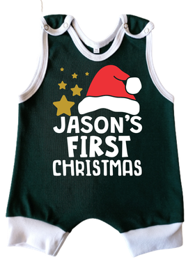 Christmas Short Green and White Romper