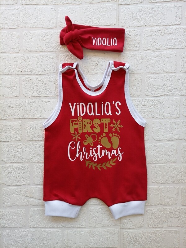 Christmas Short Romper and Headbow set
