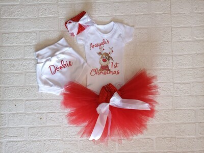 Christmas Red and White Tutu and Shorts set