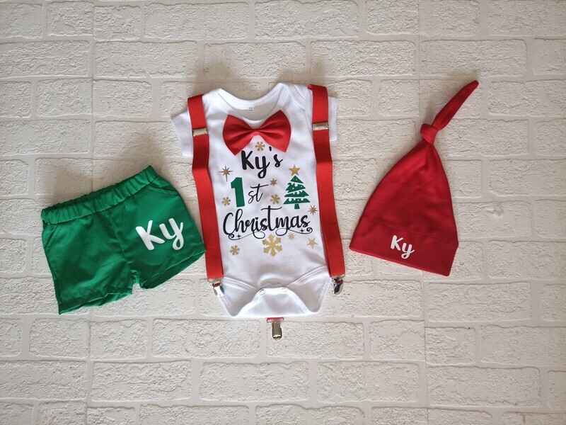 Boys Christmas Shorts Set with Hat