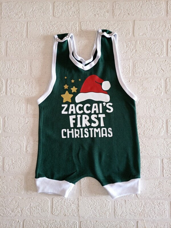 Christmas Short Green and White Romper