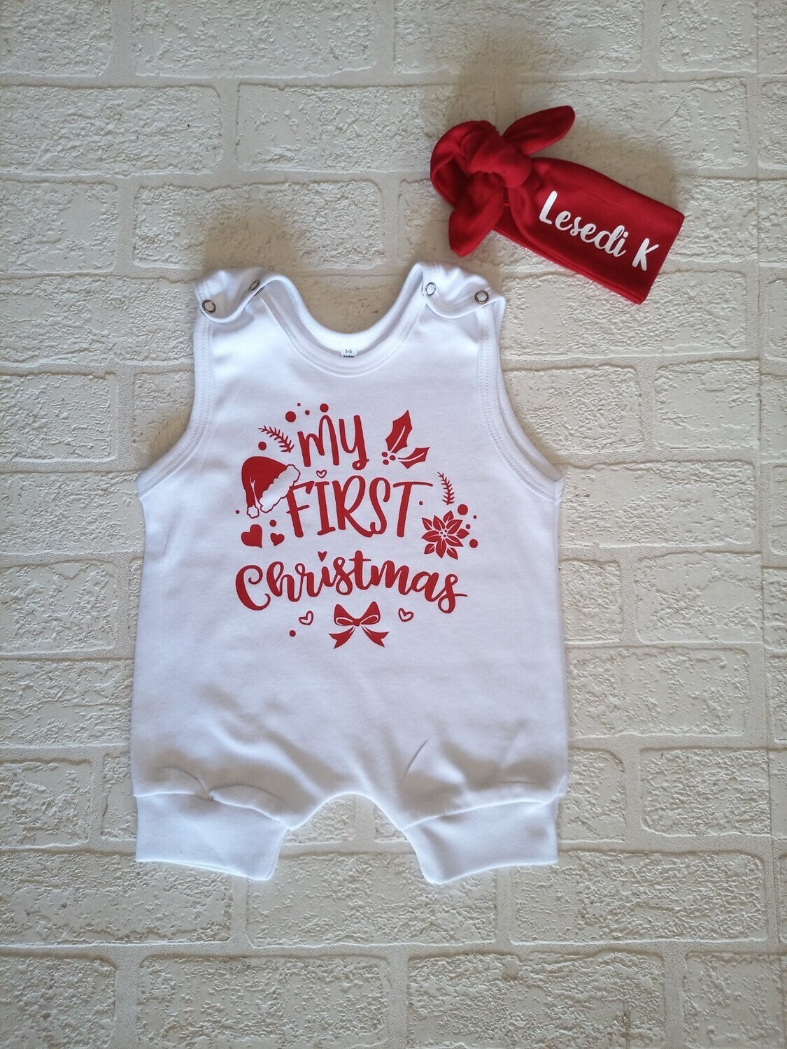 Christmas Short romper and headbow set