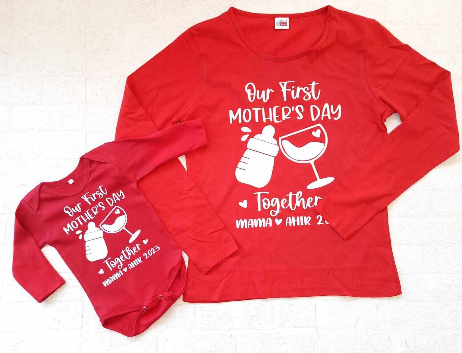 Mommy Long Sleeve shirt and Long sleeve baby vest set
