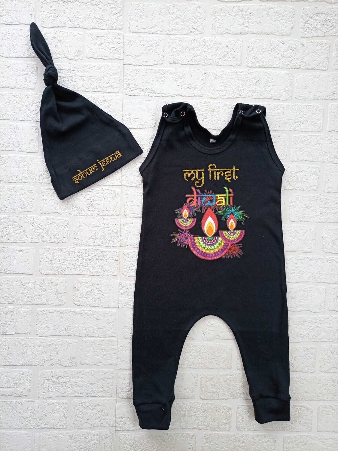 My First Diwali Romper and Hat set
