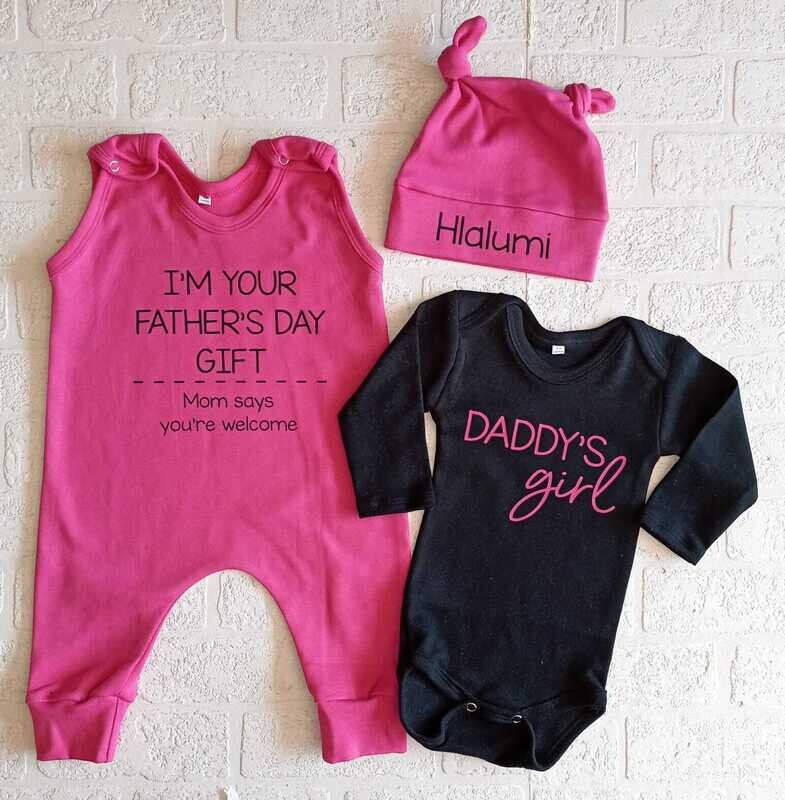 Father's Day Romper, Vest and hat set