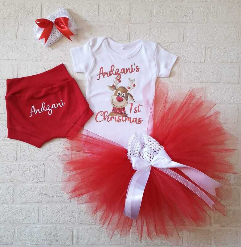 Christmas Red and White Tutu and Shorts set
