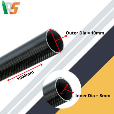 3K Carbon Fiber round tube 10mm*8mm*1000mm