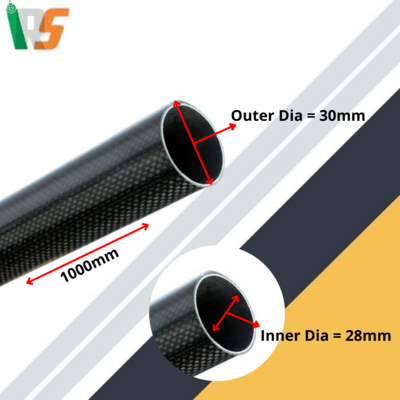3K Carbon Fiber round tube 30mm*28mm*1000mm