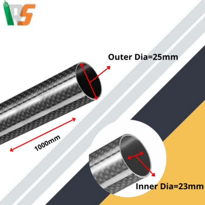 3K Carbon Fiber round tube 25mm*23mm*1000mm (Glossy)