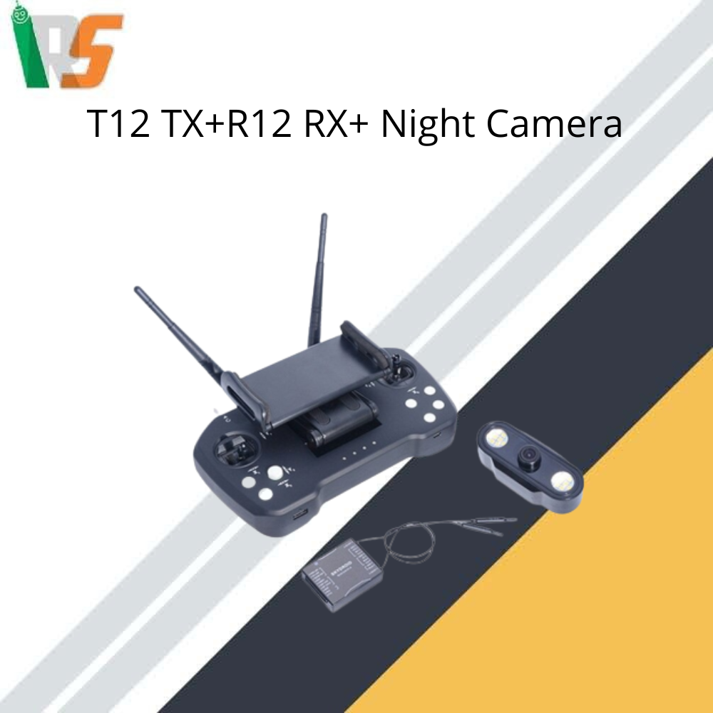 SKYDROID  T12 2.4GHz 12CH Remote Control with 3 in1 Night LED Camera For Drone 