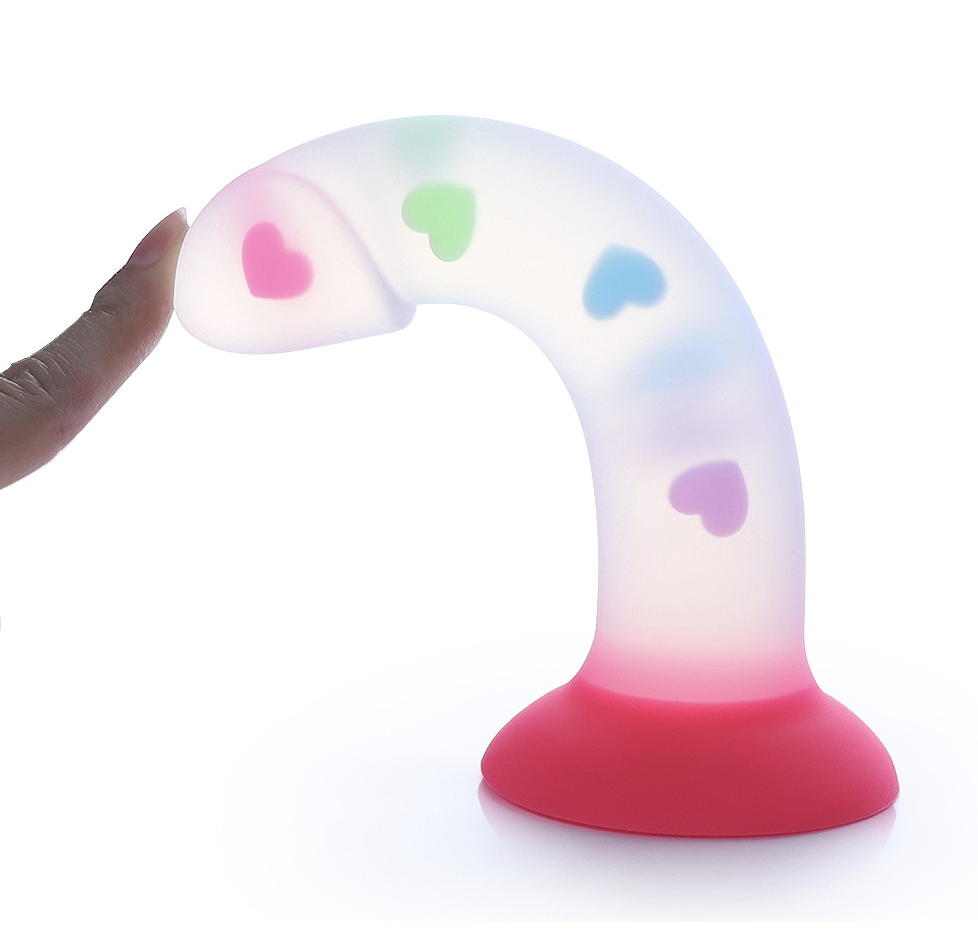 Transparency Rainbow Heart Suction Dildo (Perfect for Beginner)