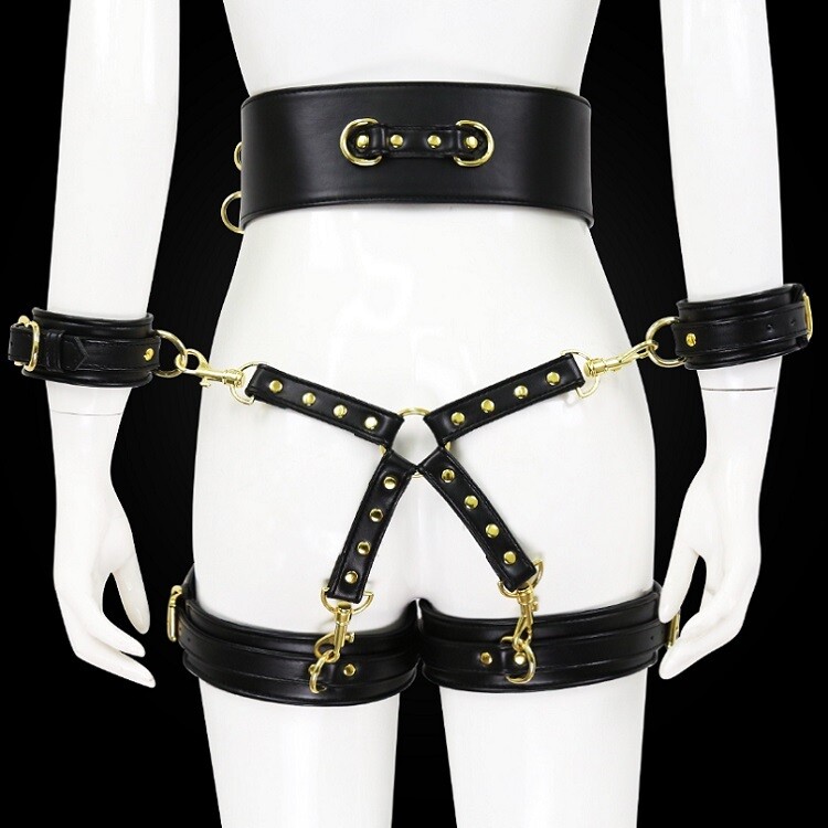Restraints set - including Handcuffs, Thigh Cuffs, Hog-Tie, Bondage Cuffs