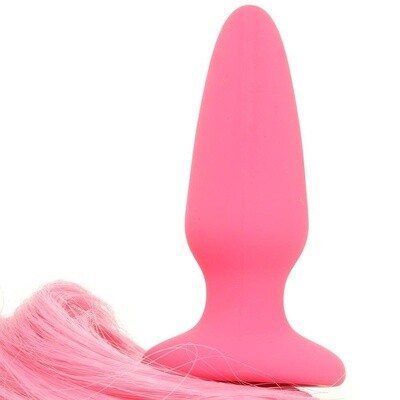 Pink Unicorn Tail - Silicone Anal Plug with Unicorn Hair Tail