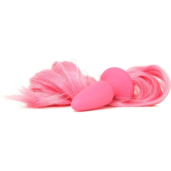 Pink Unicorn Tail - Silicone Anal Plug with Unicorn Hair Tail