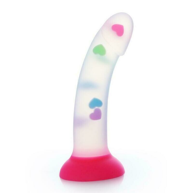 Transparency Rainbow Heart Suction Dildo (Perfect for Beginner)