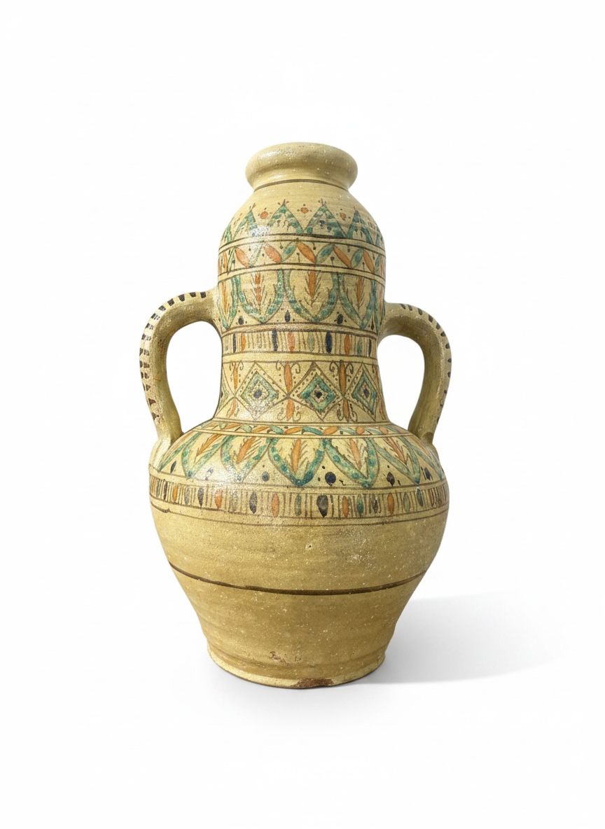 Anfora Biansata in Ceramica Tradizionale a Motivi Geometrici Anfora Biansata in Ceramica Tradizionale a Motivi Geometrici