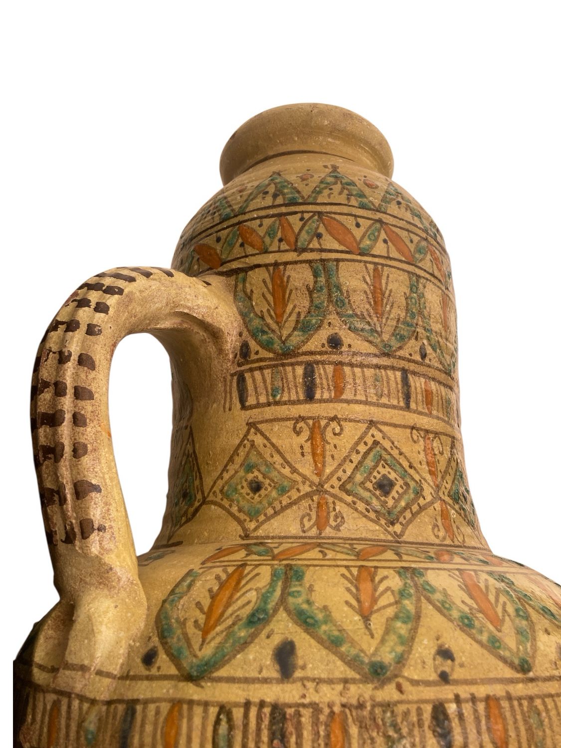 Anfora Biansata in Ceramica Tradizionale a Motivi Geometrici