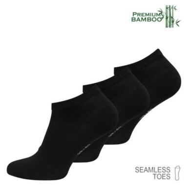 Unisex sneaker sokken - super zachte comfortabele BAMBOE-sokken - verpakt per 3 paar - zwart